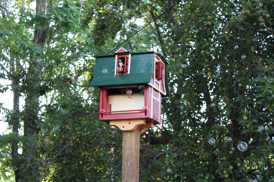 #02 Barn style solar powered bird feeder